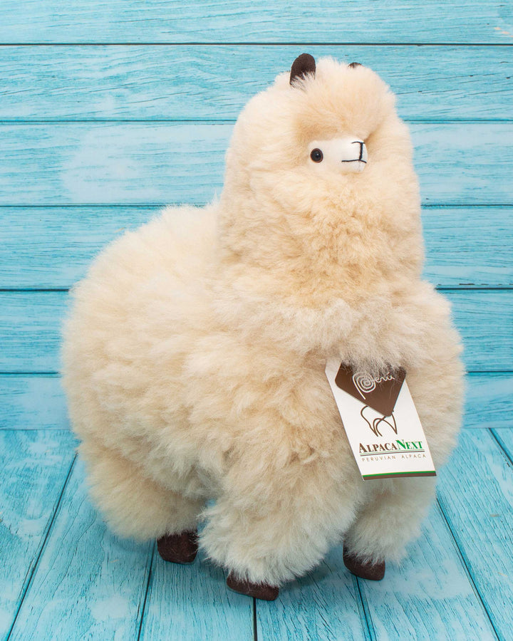 soft alpaca fur stuffed animal. Beige 12 inches