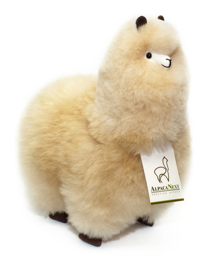 Alpaca Fur Toy. Soft Alpaca Plush. Fluffy and Cuddly. (12 inches, Beige)