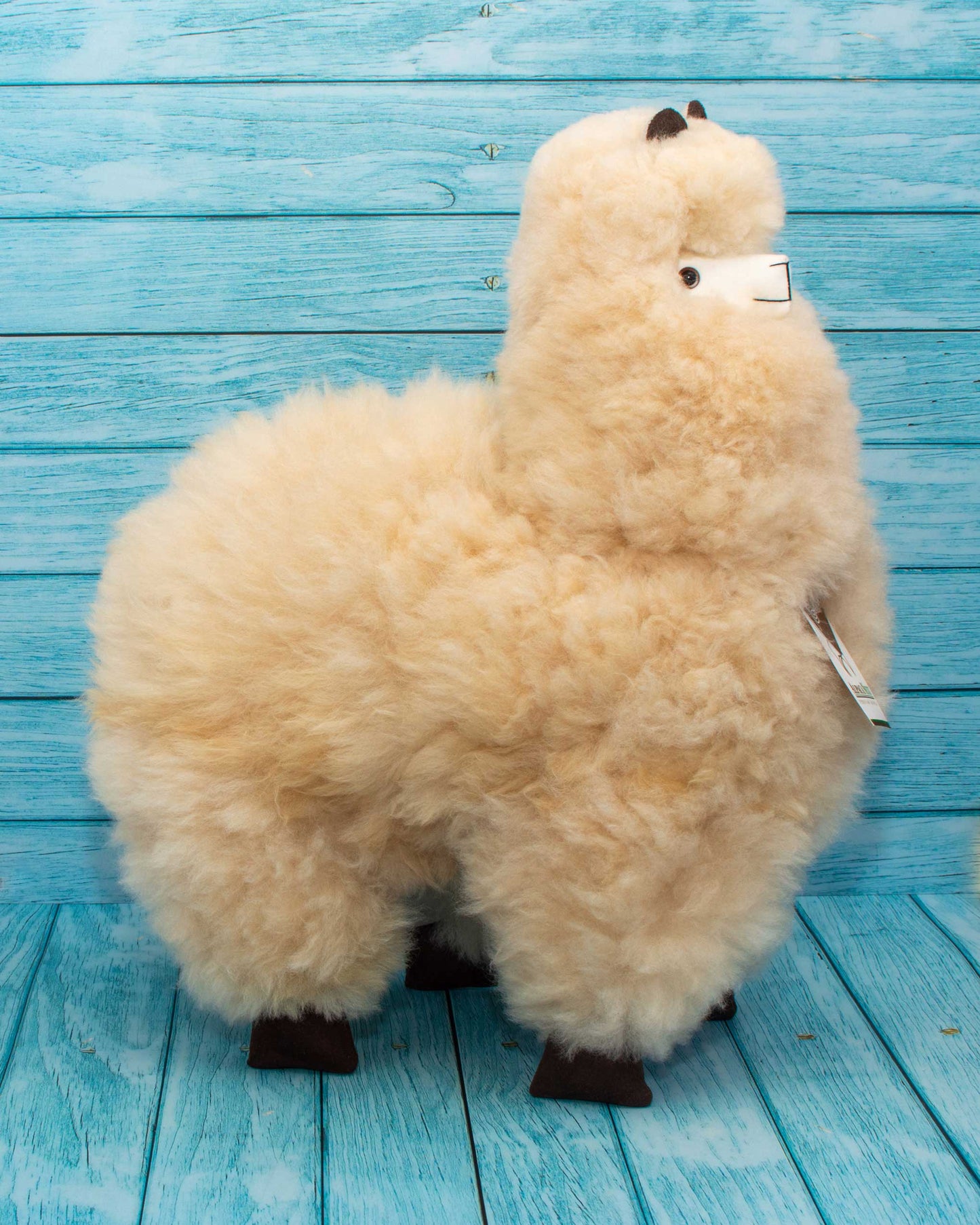 Soft alpaca fur stuffed animal. Beige, 18 inches. Perfect gift