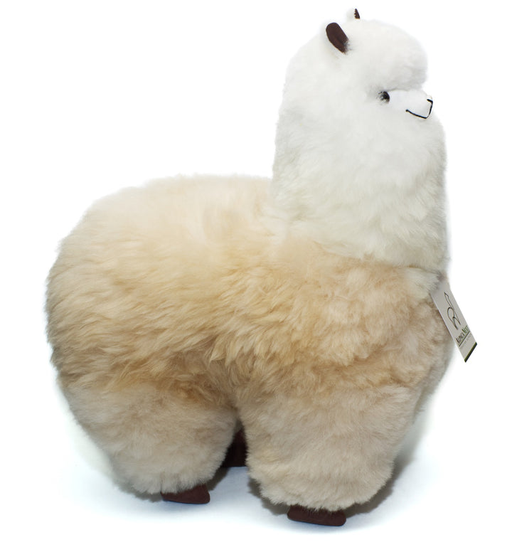 Alpaca Fur Toy. Soft Alpaca Plush. Fluffy and Cuddly. (18 inches, Beige and White)