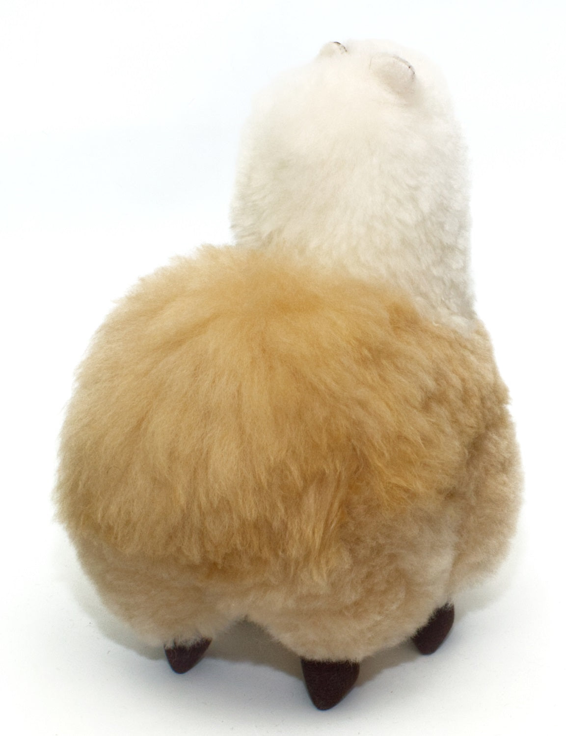 Alpaca Fur Toy. Soft Alpaca Plush. Fluffy and Cuddly. (9 inches, Beige and White)