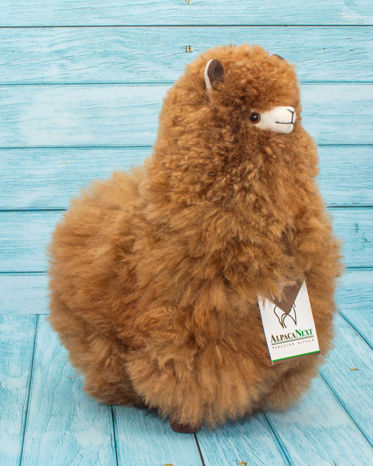 Soft alpaca fur stuffed animal. Brown. 12 inches. Fluffy