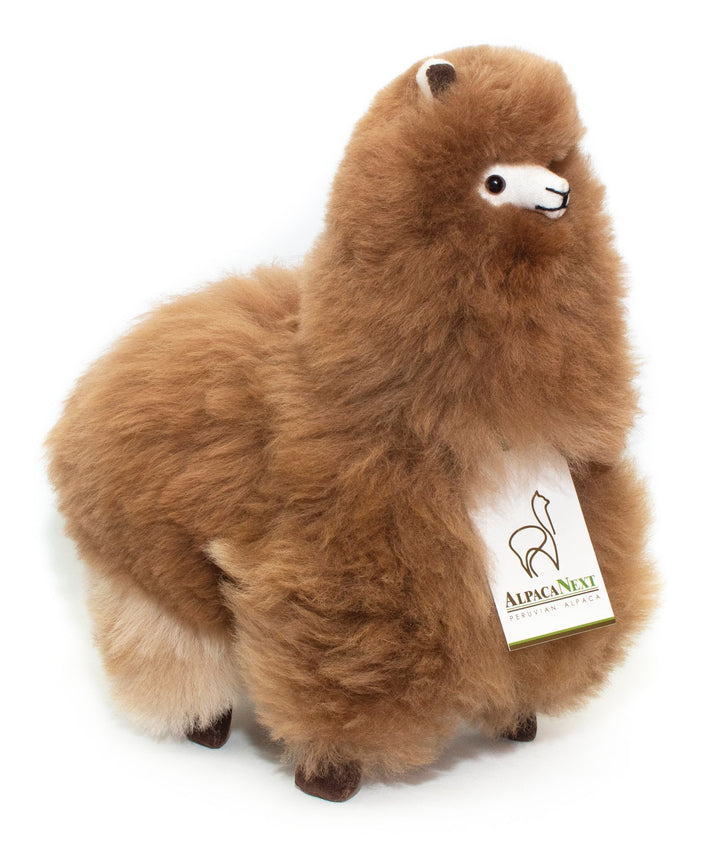 Alpaca Fur Toy. Soft Alpaca Plush. Fluffy and Cuddly. (12 inches, Brown)