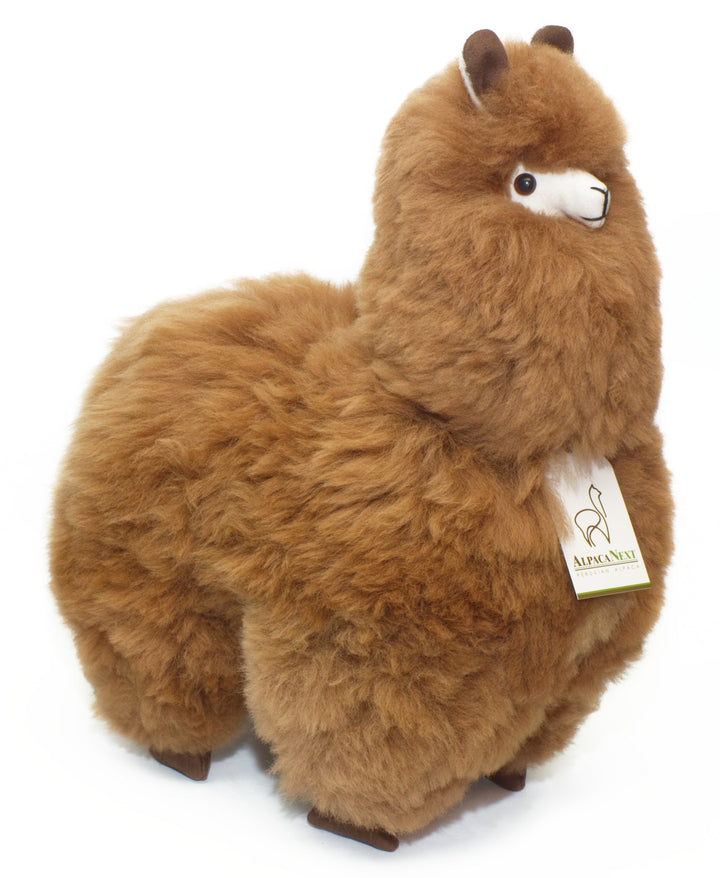 Alpaca Fur Toy. Soft Alpaca Plush. Fluffy and Cuddly. (18 inches, Brown)