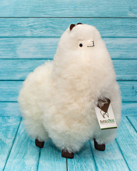 Soft alpaca fur stuffed animal. White, 12 inches 