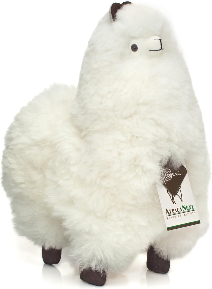 Alpaca Fur Toy. Soft Alpaca Plush. Fluffy and Cuddly. (12 inches, White)