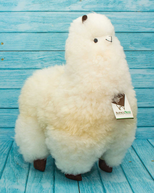 Soft alpaca fur stuffed animal. White, 18 inches. 