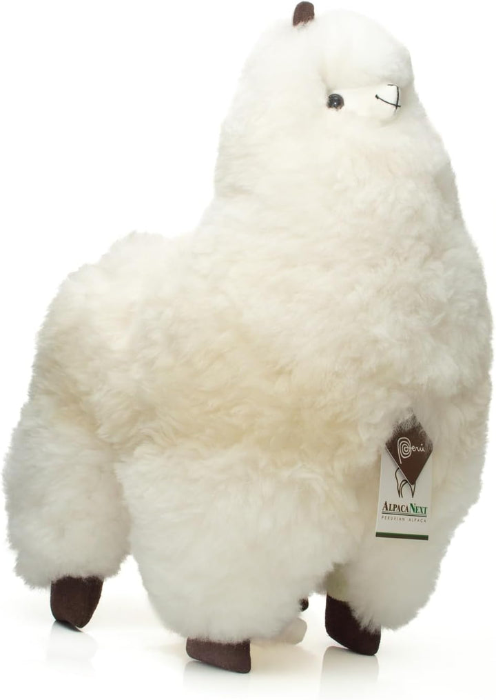 Alpaca Fur Toy. Soft Alpaca Plush. Fluffy and Cuddly. (18 inches, White)