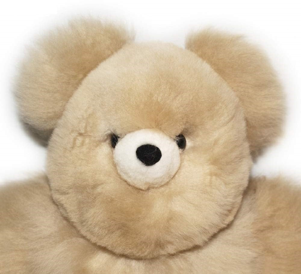 Teddy Bear Handmade on Baby Alpaca Fur. Soft Alpaca Plush. Fluffy and Cuddly. (12 inches, Beige)