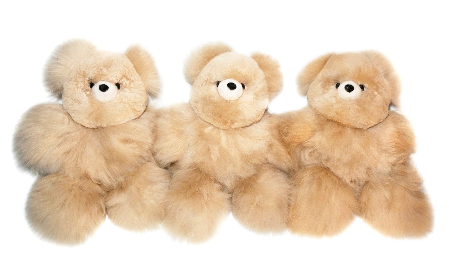 Teddy Bear Handmade on Baby Alpaca Fur. Soft Alpaca Plush. Fluffy and Cuddly. (12 inches, Beige)