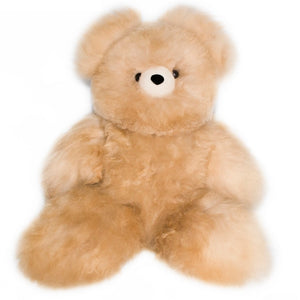 Teddy Bear Handmade on Baby Alpaca Fur. Soft Alpaca Plush. Fluffy and Cuddly. (18 inches, Beige)