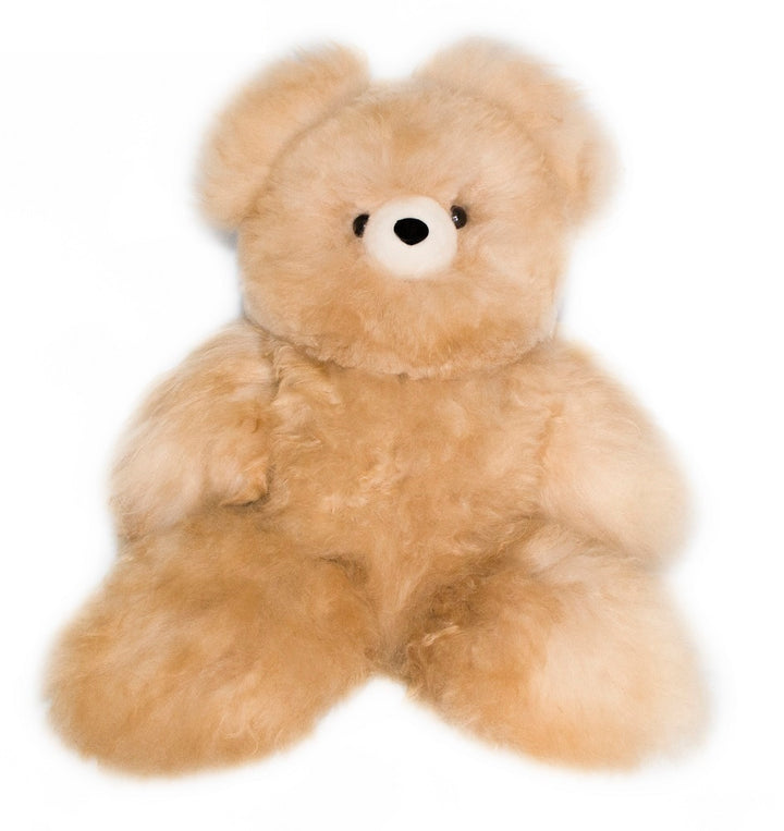 Teddy Bear Handmade on Baby Alpaca Fur. Soft Alpaca Plush. Fluffy and Cuddly. (18 inches, Beige)