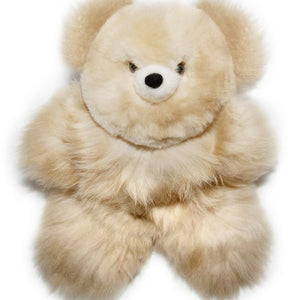 Teddy Bear Handmade on Baby Alpaca Fur. Soft Alpaca Plush. Fluffy and Cuddly. (9 inches, Beige)
