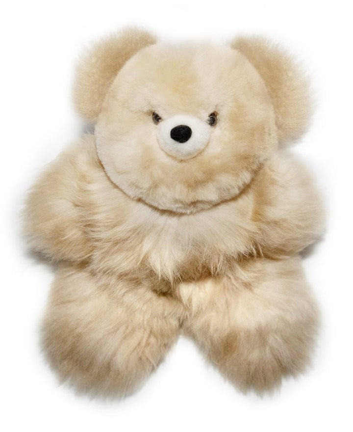 Teddy Bear Handmade on Baby Alpaca Fur. Soft Alpaca Plush. Fluffy and Cuddly. (9 inches, Beige)