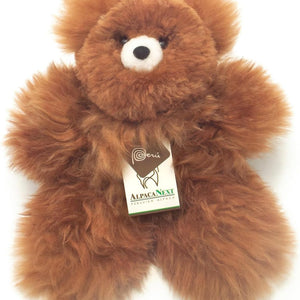 Teddy Bear Handmade on Baby Alpaca Fur. Soft Alpaca Plush. Fluffy and Cuddly. (12 inches, Brown)