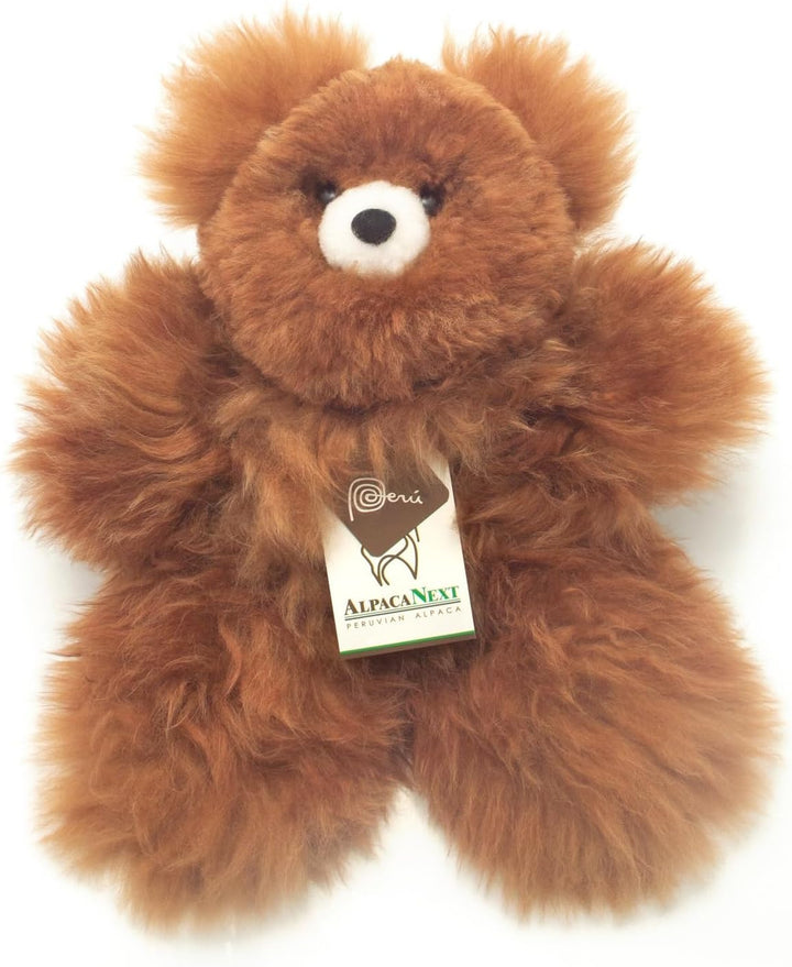 Teddy Bear Handmade on Baby Alpaca Fur. Soft Alpaca Plush. Fluffy and Cuddly. (12 inches, Brown)