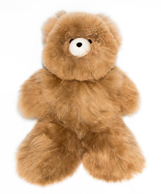 Teddy Bear Handmade on Baby Alpaca Fur. Soft Alpaca Plush. Fluffy and Cuddly. (18 inches, Brown)