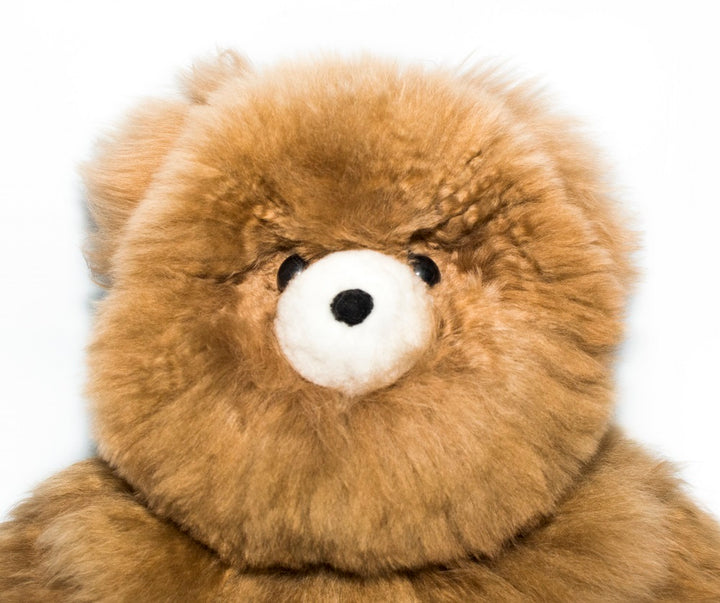 Teddy Bear Handmade on Baby Alpaca Fur. Soft Alpaca Plush. Fluffy and Cuddly. (18 inches, Brown)