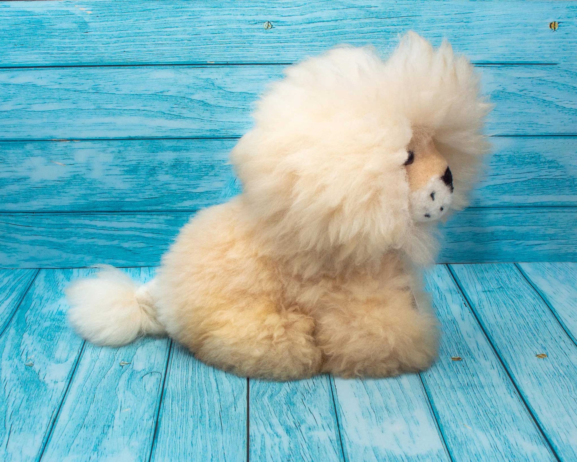 Soft stuffed lion handmmade on natural alpaca wool. What about a hugh?