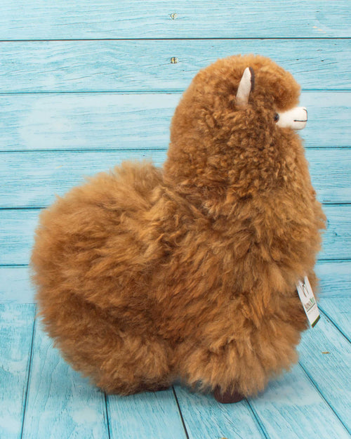 Soft alpaca fur stuffed animal. Brown. 12 inches. 