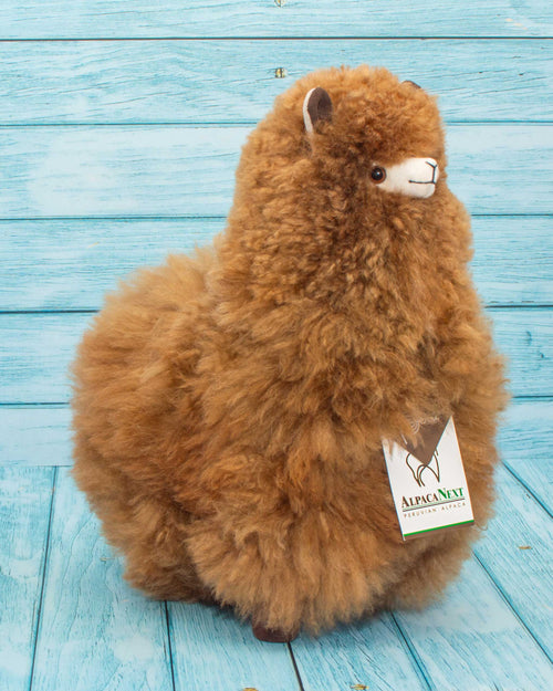 Soft alpaca fur stuffed animal. Brown. 12 inches. Fluffy