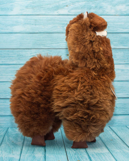 Soft alpaca fur stuffed animal. Brown, 18 inches. Perfect gift. Fluffy and cuddly