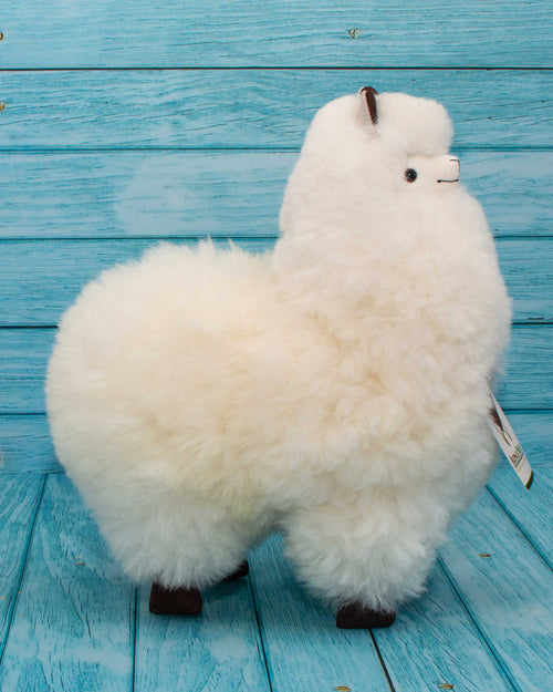 Soft alpaca fur stuffed animal. White, 12 inches. Nice looking