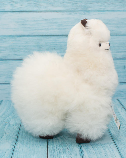 Soft alpaca stuffed animal. White, 9 inches. Ready to run for a hugh