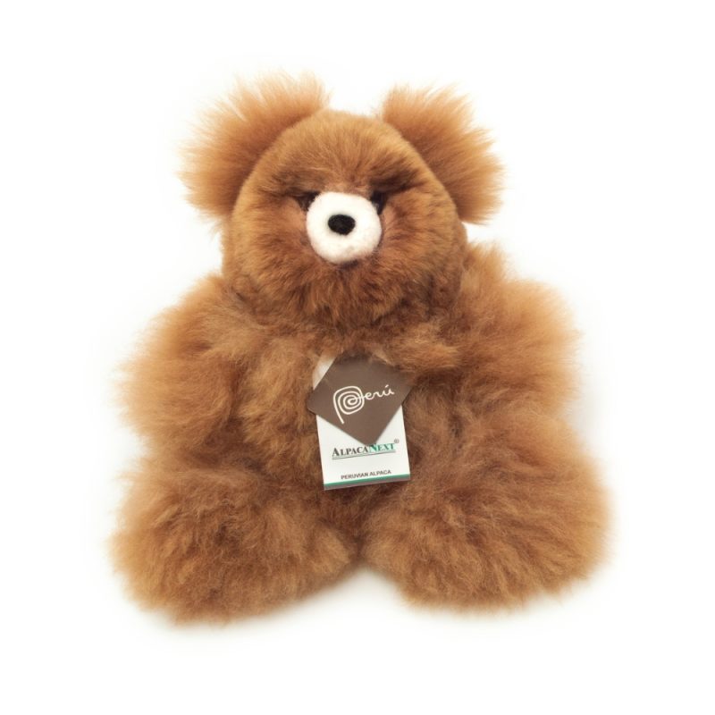 Teddy Bear Handmade on Baby Alpaca Fur. Soft Alpaca Plush. Fluffy and Cuddly. (9 inches, Brown)