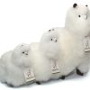 Collection of AlpacaNext premium baby alpaca fur figures in brown and white  luxury gift display. 3 sizes