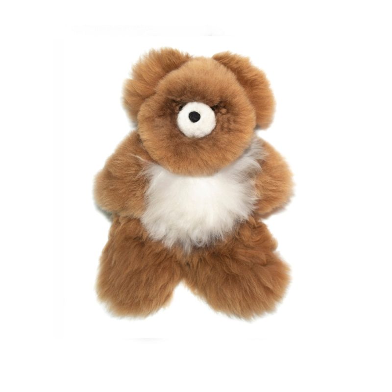 AlpacaNext 12 inch luxury teddy bear handcrafted from premium brown and white baby alpaca fur