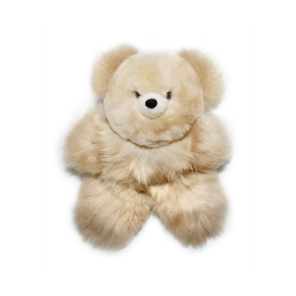 AlpacaNext 9 inch luxury teddy bear handmade from premium beige baby alpaca fur