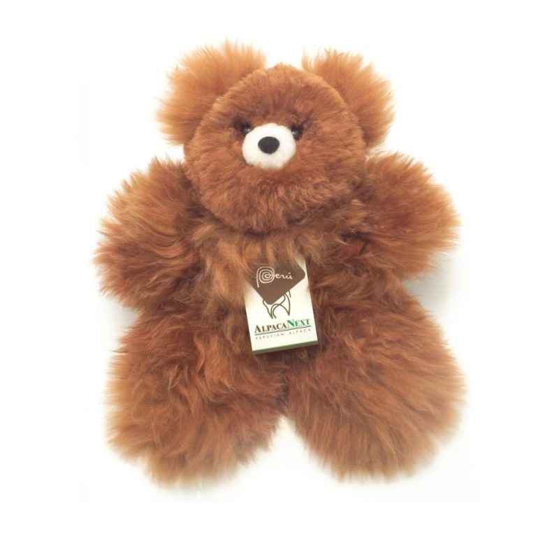 AlpacaNext 12 inch luxury teddy bear handcrafted from premium brown baby alpaca fur