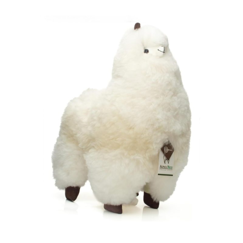 Alpaca Fur Toy. Soft Alpaca Plush. Fluffy and Cuddly. (18 inches, White)
