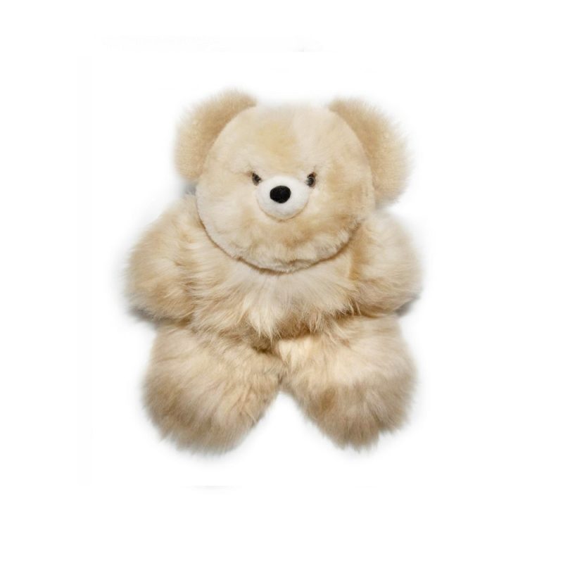 AlpacaNext 12 inch luxury teddy bear handmade from premium beige baby alpaca fur