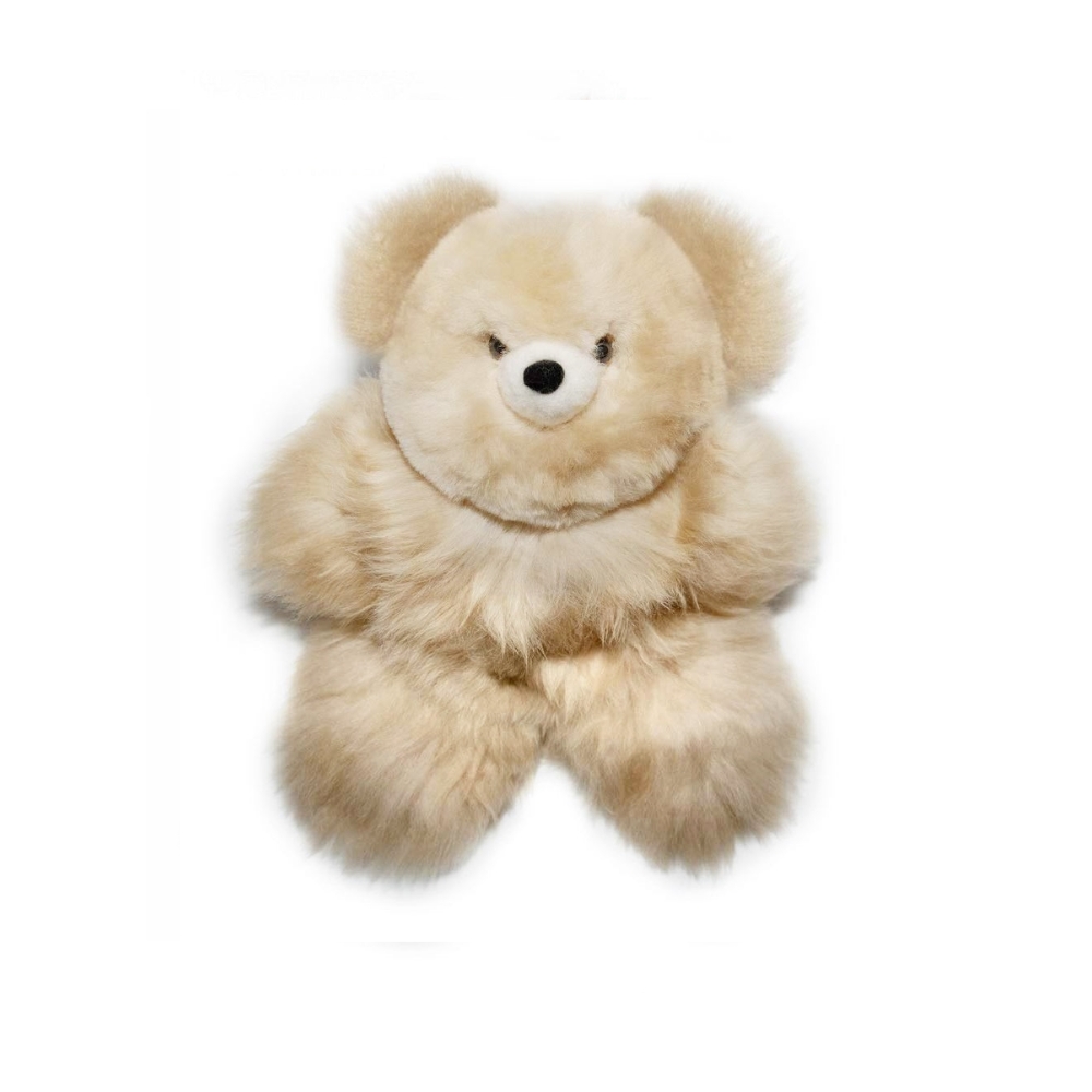 AlpacaNext 12 inch luxury teddy bear handmade from premium beige baby alpaca fur