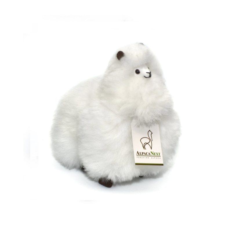 Alpaca Fur Toy. Soft Alpaca Plush. Fluffy and Cuddly. (9 inches, White)