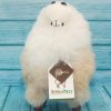 Soft alpaca stuffed animal. Beige and white, 9 inches. Front view