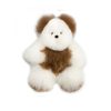 AlpacaNext. 12 inches plush toy resembling a bear, made from white and brown baby alpaca fur. Soft and cuddly