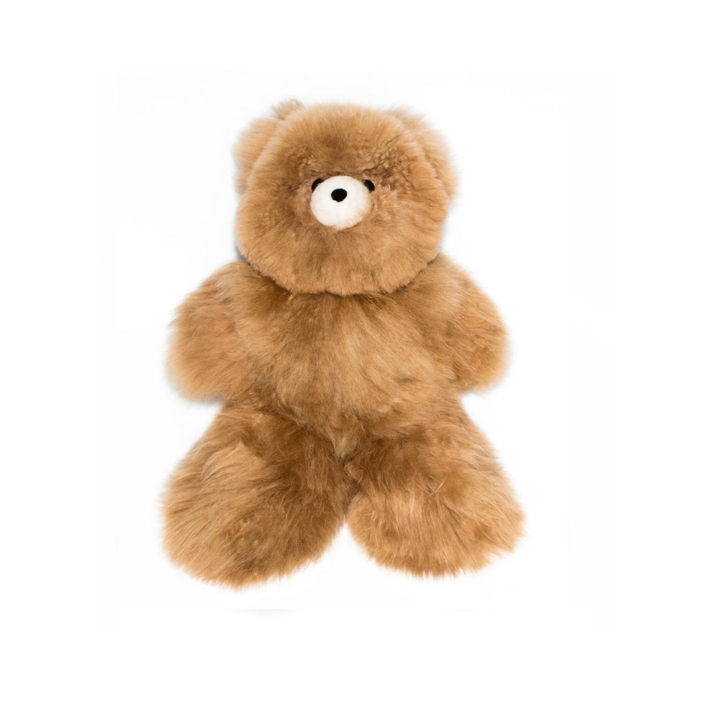 AlpacaNext 18 inch luxury teddy bear handcrafted from premium brown baby alpaca fur