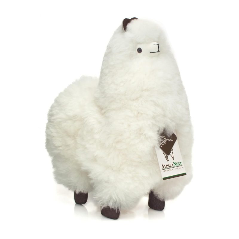 Alpaca Fur Toy. Soft Alpaca Plush. Fluffy and Cuddly. (12 inches, White)
