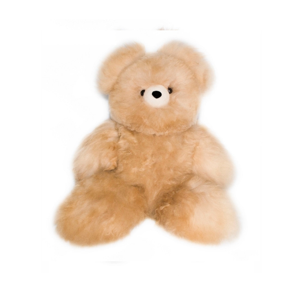 AlpacaNext 18 inch luxury teddy bear handmade from premium beige baby alpaca fur